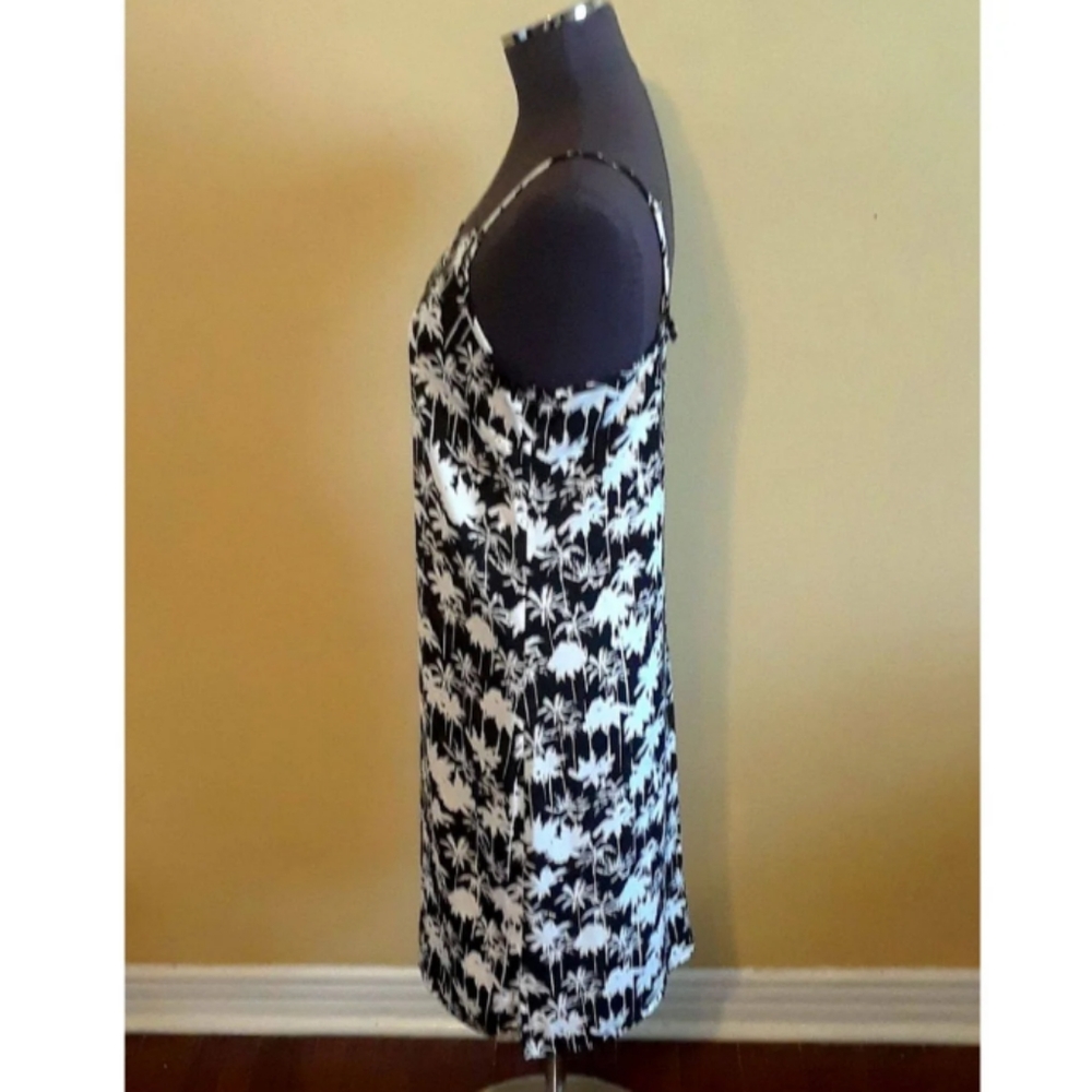 TROUVE Palm Tree Print Shift Dress Black/White Sm - Picture 2 of 8